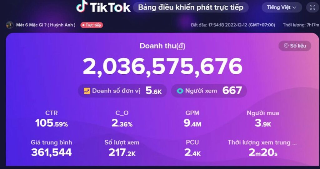 Livestream trên tiktok shop